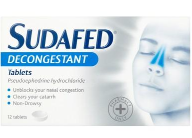 Sudafed decongestant 12 tablets